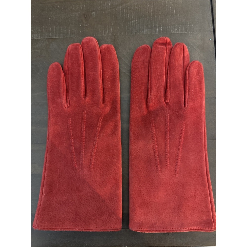 1980s FOWNES Red Suede Leather Gloves Size XL